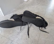 Black & cream wedge shoes