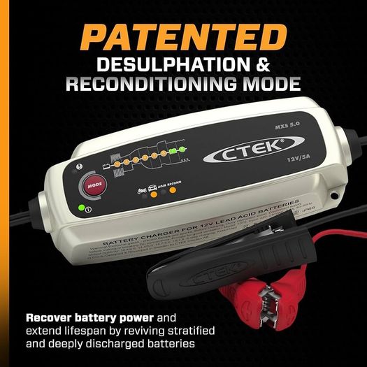 5.0 Battery Charger with Automatic Temperature Compensation, Black