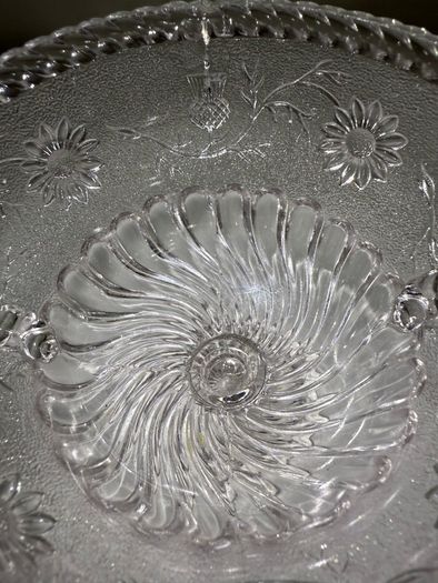 Vintage 1920s British (Thistle and Daisy) - Clear Glass Bowl