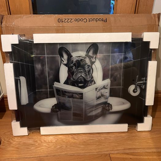 Funny Bulldog Glass Wall Art Brand New