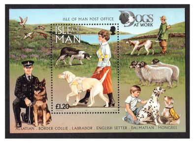 1996 Isle of Man Dogs (Labrador Guide Dog) Commemorative Stamp Miniature Sheet Mint Never Hinged (MNH)