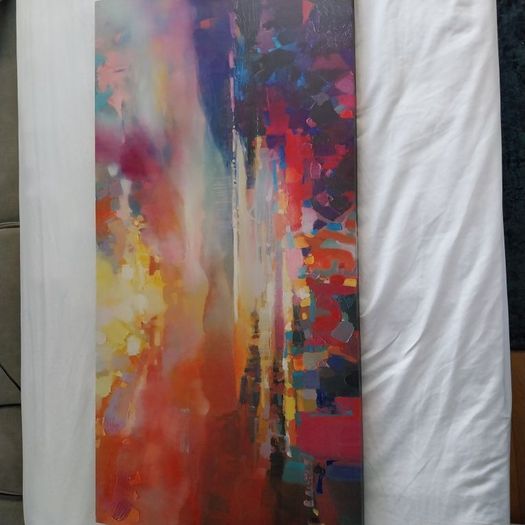 Multicoloured sky & mountains scene canvas print