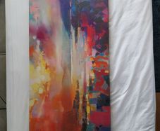 Multicoloured sky & mountains scene canvas print