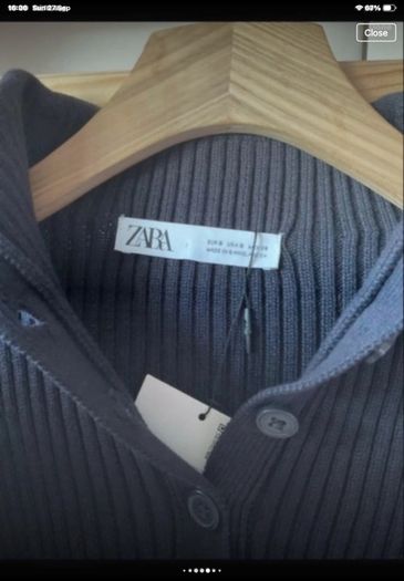 jumper Bnwt Zara navy cropped jumper with button neckline size small