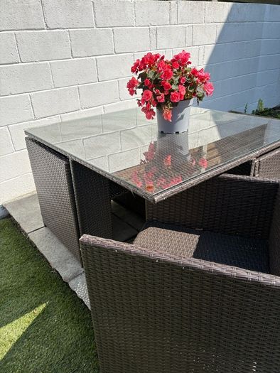 4 Piece Rattan Outdoor cube dining set