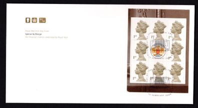2000 Great Britain Special by Design Stamp Booklet Pane Earls Court Cancel Royal Mail Addressed First Day Cover (FDC).