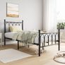 Single Metal Bed Frame 90 x 190 cm with Headboard and Footboard Heavy Duty Foundation,Metal Slat Support, Black Image 3