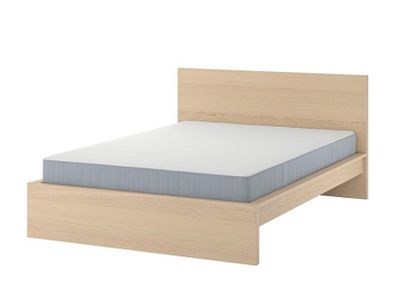 IKEA MALM Double Bed Frame & Hafslo Medium Firm Mattress (Spare Room Bed, Lightly Used)