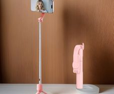 New 170cm Pink Bluetooth Selfie Stick Tripod with 2 LED Lights and Remote iPhone & Android