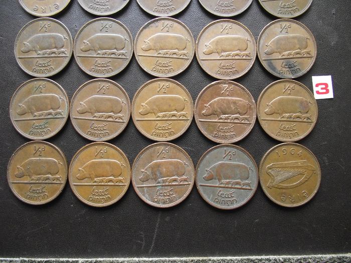 20 Irish half pennies (1953-1967)
