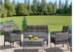 A Set of 4 Wicker Garden Furniture Lounge Coffee Table