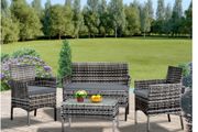 A Set of 4 Wicker Garden Furniture Lounge Coffee Table
