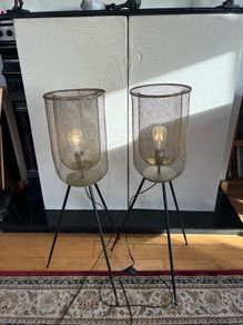 pair of azure mesh floor standing lamps