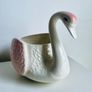 Vintage Style Pink & White Ceramic Swan Planter Vase 21cm Image 2