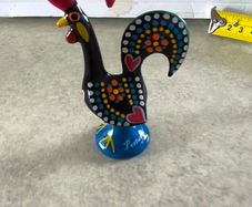 Hand-Painted Galo de Barcelos Rooster: Portuguese Good Luck Charm