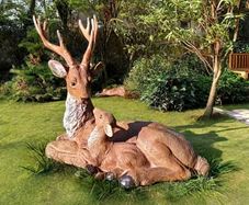 Antlered deer statue - resin