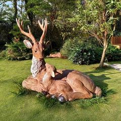 Antlered deer statue - resin