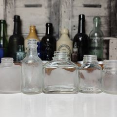 384 - Set of 5 Vintage Collectible Decorative Clear Glass Bottles Jars Inkwells