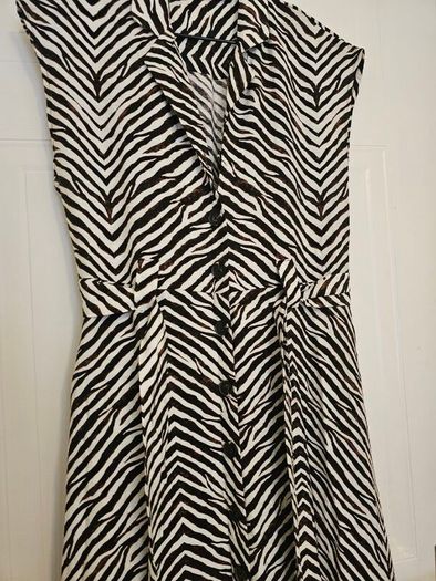 Brown cream zebra print shirt dress size 10-12 (viscose)