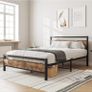 Small double Metal Platform Bed Frame 120 x 200cm with Wooden Headboard and Footboard Heavy Duty Steel Support, No Box Spring Needed, Easy Assembly, Black Image 5