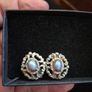 Clip On Earrings 1930s Blue Tigers Eye Glass Earrings Image 2