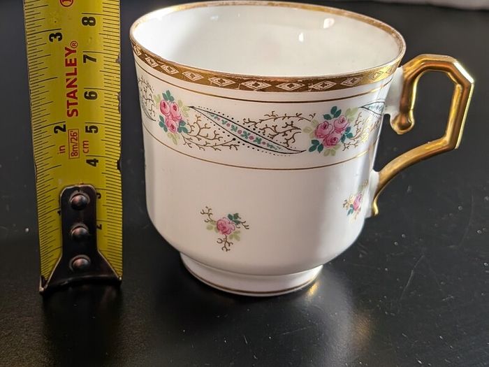 Antique G.D. & Co Limoges France Floral Porcelain Cup with Gilt Trim
