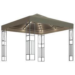 Gazebo with String Lights 3x3 m Taupe Fabric