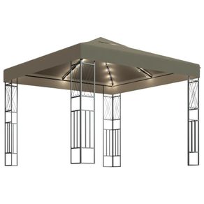 Gazebo with String Lights 3x3 m Taupe Fabric