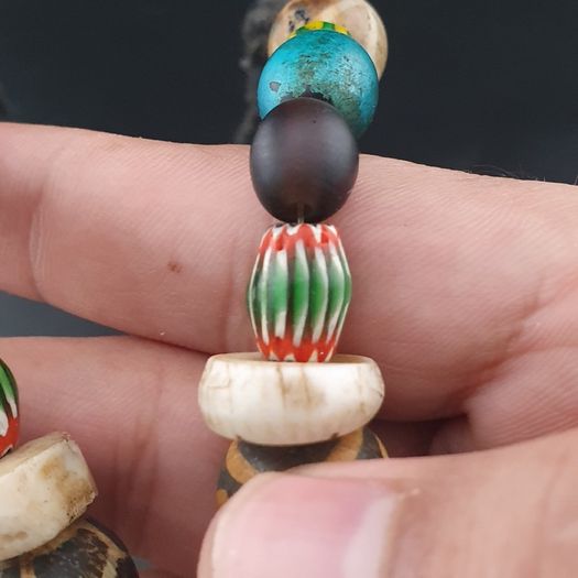 Rare Vintage Asian African Pumtek Pyu Glass Bead Necklace