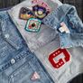 Vintage Cropped Guess Jeans Patch Denim Vest Y2K Biker Logo Size S Image 5