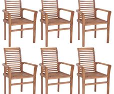 Stacking Dining Chairs 6 pcs Solid Teak Wood