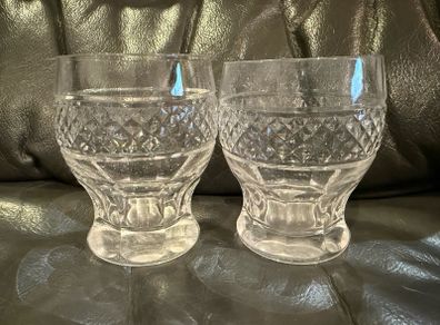 Pair of Heavy Crystal Hobnail Cut Whiskey Glasses