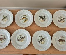 Vintage Bernadotte Thun Fish Plate Set 8 Plates