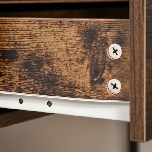 Entryway Console Table Desk with Drawers, Toughened Glass Shelf, 3D Wood Grain (FREE SHIPPING)
