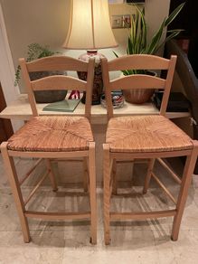 2 x Very Sturdy Wooden Kitchen Breakfast Bar - Island High Stools - Can Deliver