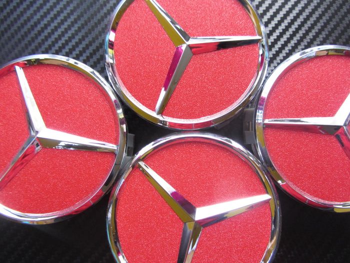 4x Red shining 75mm Mercedes Benz Alloy Wheel Center Caps cap Hub Cover