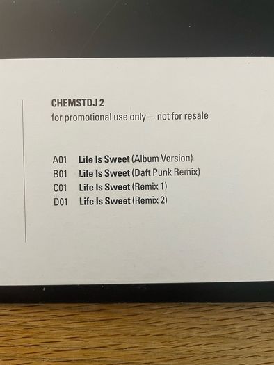 The Chemical Brothers - Life Is Sweet - 12" Double Vinyl DJ Promo - CHEMSTDJ2 - 1995 - Junior Boys Own Recordings