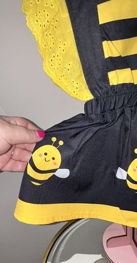 Baby Girls Yellow & Black Bumble Bee Dress & Hat Age 3-6 months / EU 62cm