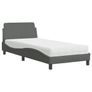 Bed with Mattress Dover Dark Grey Single Fabric Image 2