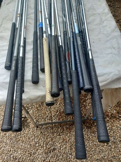 A selection of golf clubs and bags. NOT SELLING SEPARATE