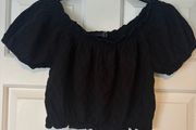 Primark black Bardot style crop top 8/10