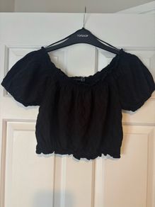 Primark black Bardot style crop top 8/10