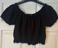 Primark black Bardot style crop top 8/10