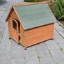 Wooden pet house with green felt roof Image 2