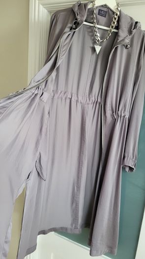 M&S Collection Silver Grey longline lightweight coat Sz 12 Oversized (Fit 12-16Uk) - Rrp 99 (New)