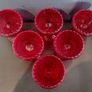 Fabulous Vintage Retro Set of Six Matching Red Sundae Glasses with a Relief Pattern Very Similar to the Very Popular Iittala Marimekko Maribowl Glasses in Cranberry - Perfect for Halloween Image 6