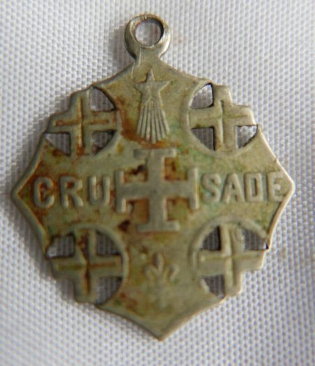 Vintage "ihs God Wills It - Crusade" Jerusalem Cross Medallion