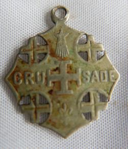 Vintage "ihs God Wills It - Crusade" Jerusalem Cross Medallion