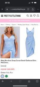 Baby blue knot strap corset detail midi dress