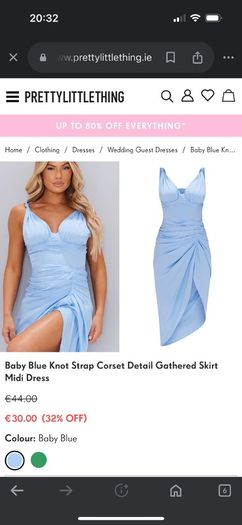 Baby blue knot strap corset detail midi dress